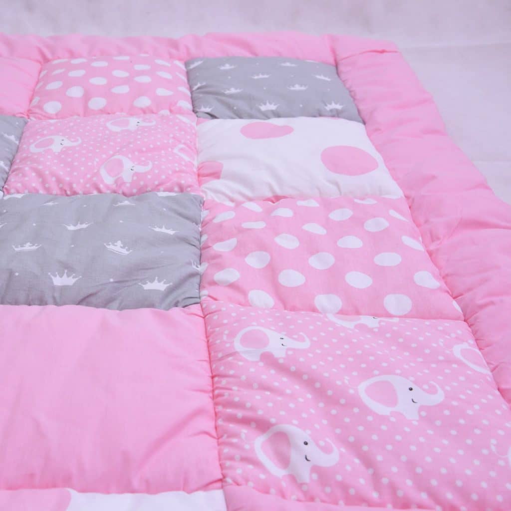 Patchwork Krabbeldecke Elefant Rosa Babyroom Ch