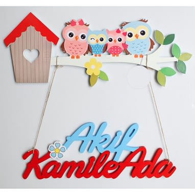 Personalisierbares Turschild Eulen Familie 2 Babyroom Ch